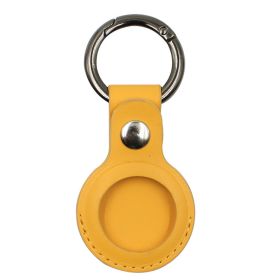 Compatible with Apple, Tracker Protective Cover Locator Anti-Lost Bag Close-Fitting Airtag Leather Case Keychain Manufacturer (Color: Yellow)